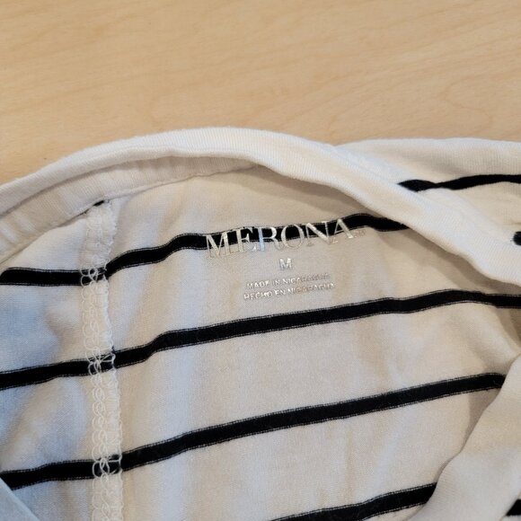 Merona Striped Black and White Pocket Tank Women's Medium - Picture 2 of 3